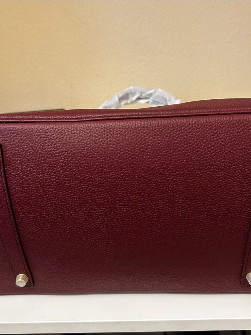 40cm XXL Burgundy Top Handle Leather Satchel - Picture 6 of 11